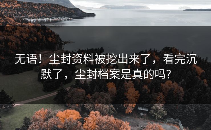 无语！尘封资料被挖出来了，看完沉默了，尘封档案是真的吗?