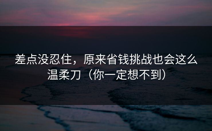 差点没忍住，原来省钱挑战也会这么温柔刀（你一定想不到）