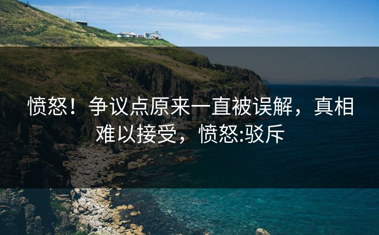 愤怒！争议点原来一直被误解，真相难以接受，愤怒:驳斥